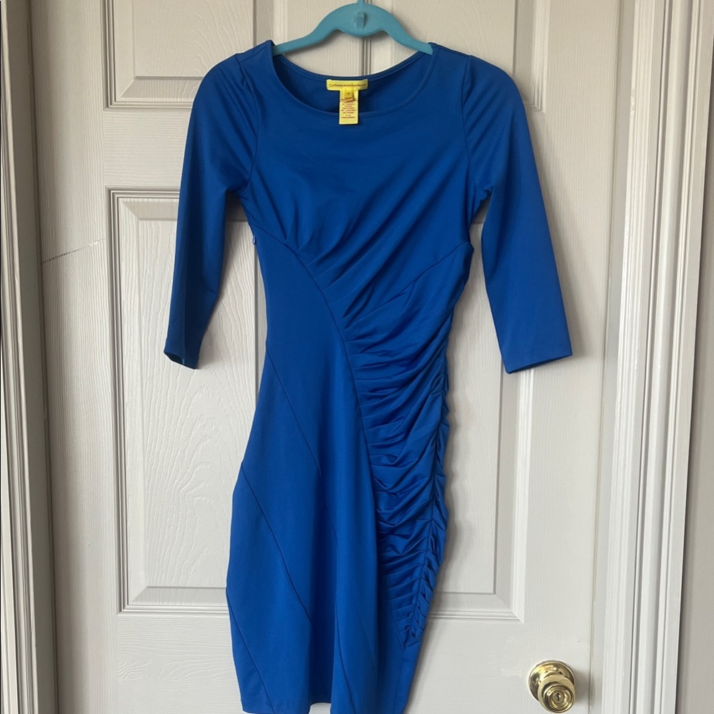 Blue Ruched Sheath Dress - Catherine Malandring